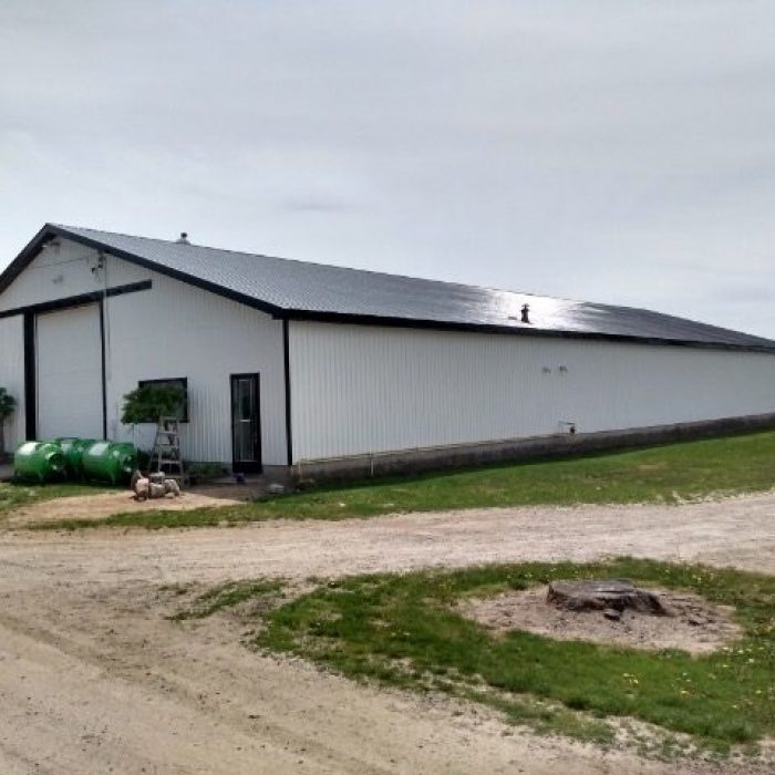 White Barn Black Steel Roof